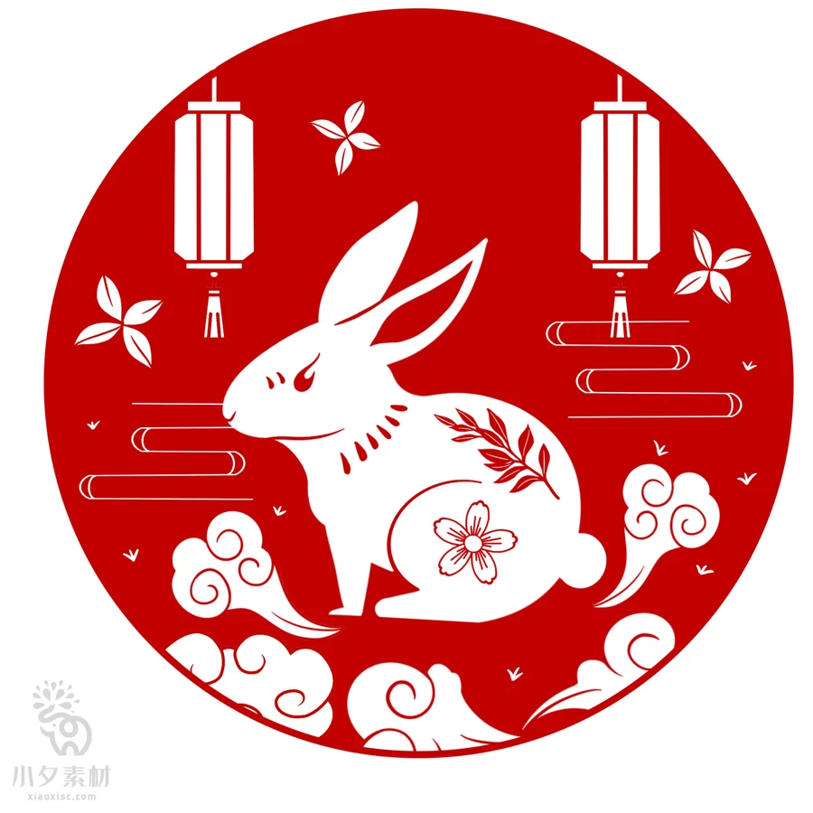 2023年兔年新年春节金箔剪纸雕刻元素图案图形png免扣PSD设计素材【031】